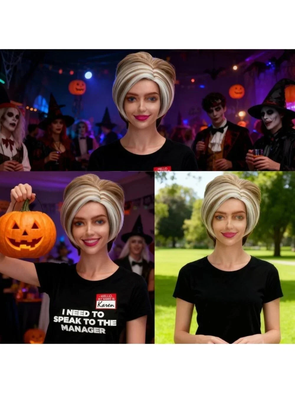 Vintage Blonde Mixed Coraline Short Pixie Wig | Realistic Updo Bob for Parties